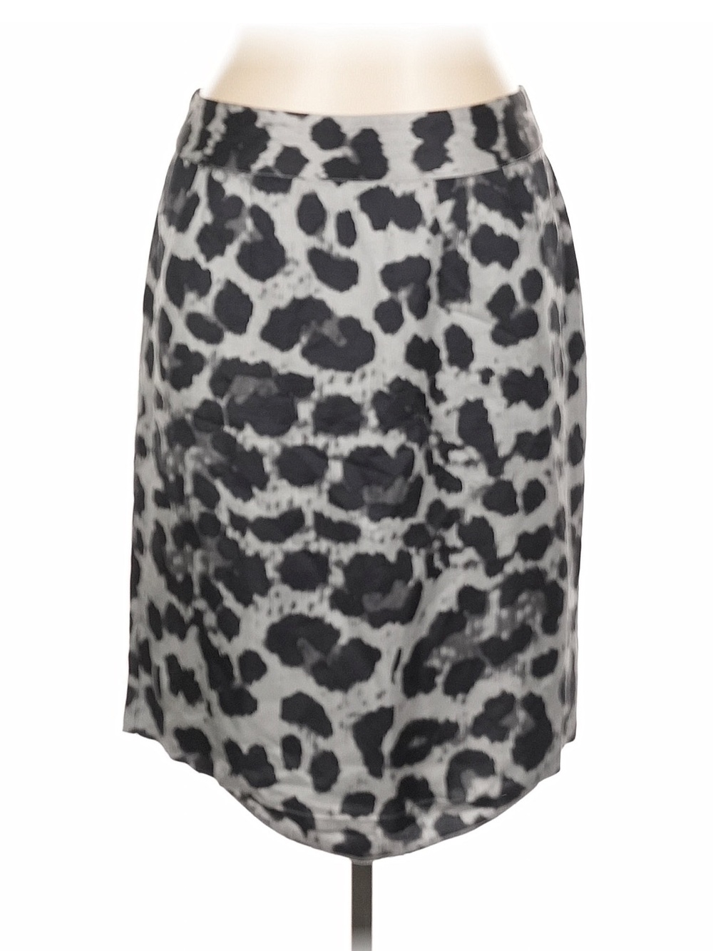 Banana Republic Black Gray Leopard Print Pencil Skirt Size 12